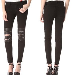 J Brand Hewson Black Skinny Jeans Zipper Knees 25